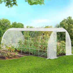 Serre tunnel de jardin 4 saisons 18M² blanche gamme maraîchère CRIMÉE 6x3M