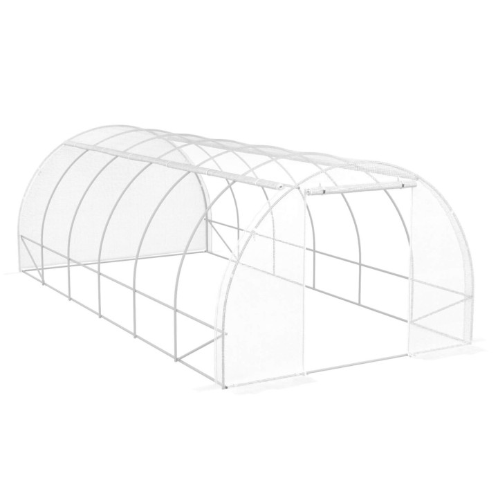 Invernadero túnel de jardín barato de lona blanca de 18 m²