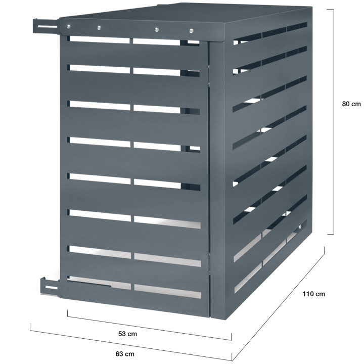 Copertura in metallo grigio antracite per climatizzatore, protezione unità esterna 110 x 53 x 80 cm