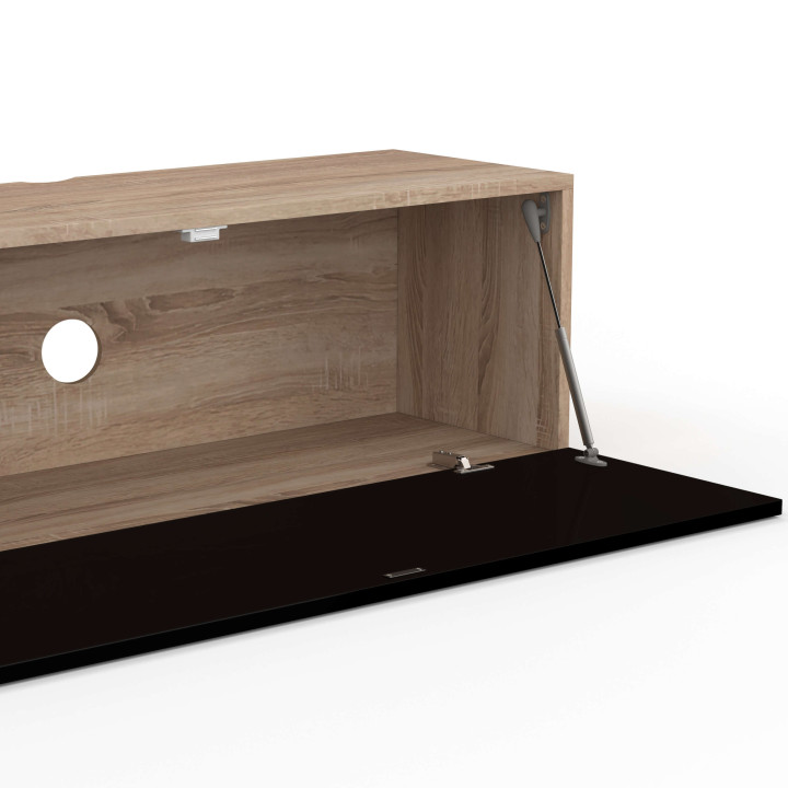 Porta TV a parete da 180 cm in legno e nero - ELIO