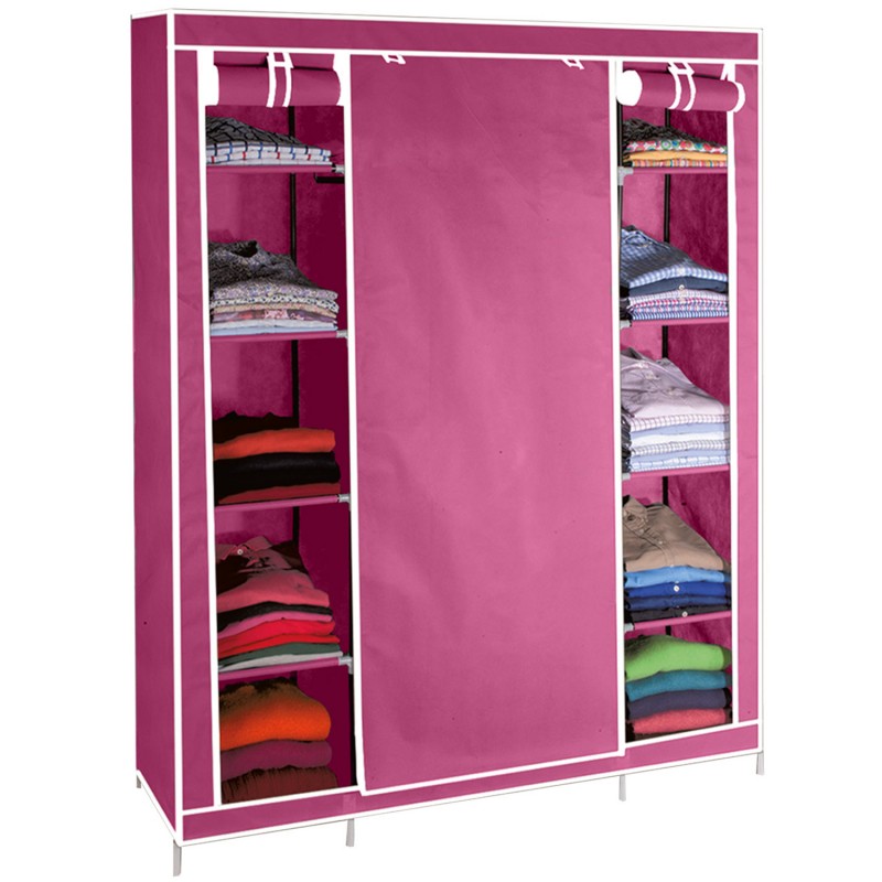 Armoire de rangement bordeaux dressing penderie XXL tissu Meubles