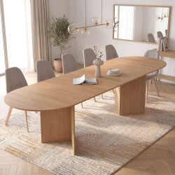 Ausziehbarer ovaler Esstisch MARTHE 6-12 Personen Holz in Buchenoptik 200-300 cm