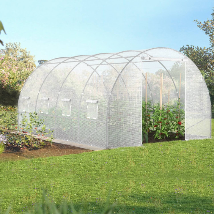 Wit dekzeil 4x3 m voor serre van 12 m²
