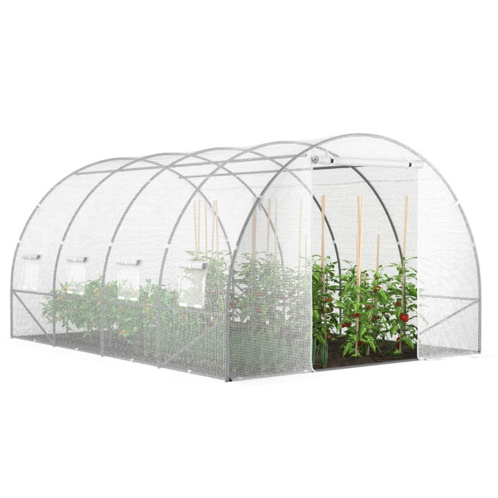 Wit dekzeil 4x3 m voor serre van 12 m²