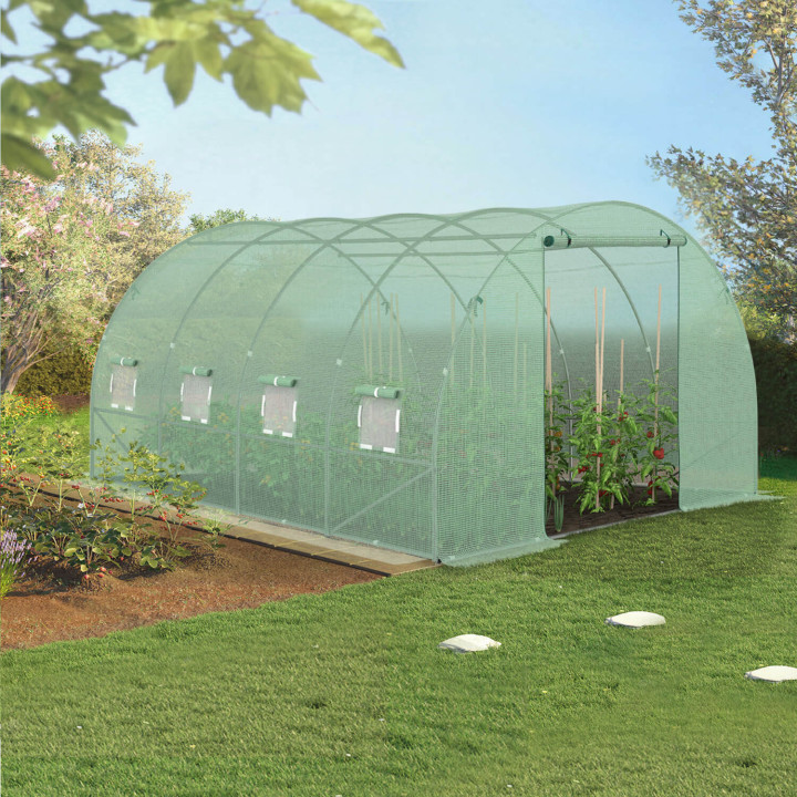 Groen dekzeil 4x3 m voor serre van 12 m²