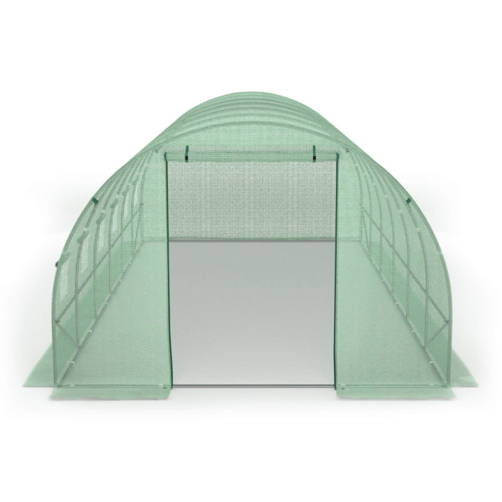 Bâche de rechange pour serre de jardin tunnel 18m² 6 x 3 x 2 m anti-UV avec porte et fenêtres CRIMÉE verte