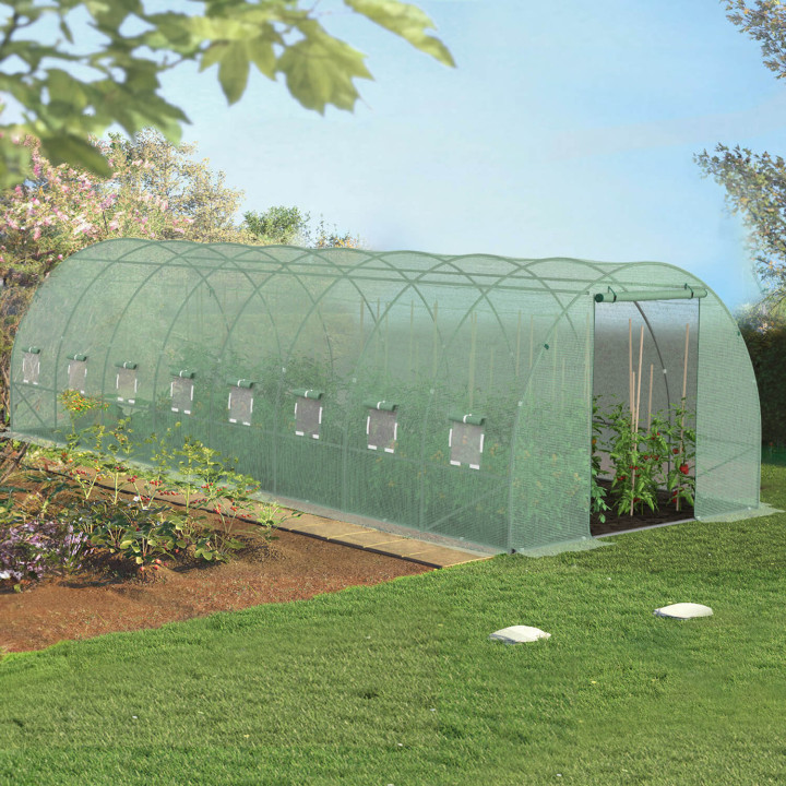 Groen dekzeil 8x3 m voor serre van 24 m²