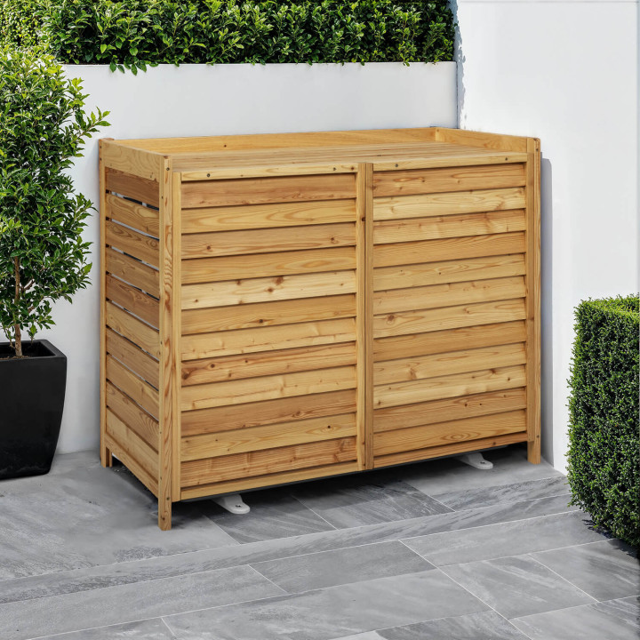 Abdeckhaube für Klimaanlage im Außenbereich aus Naturholz - Schutz Außeneinheit 95 x 50 x 80 cm