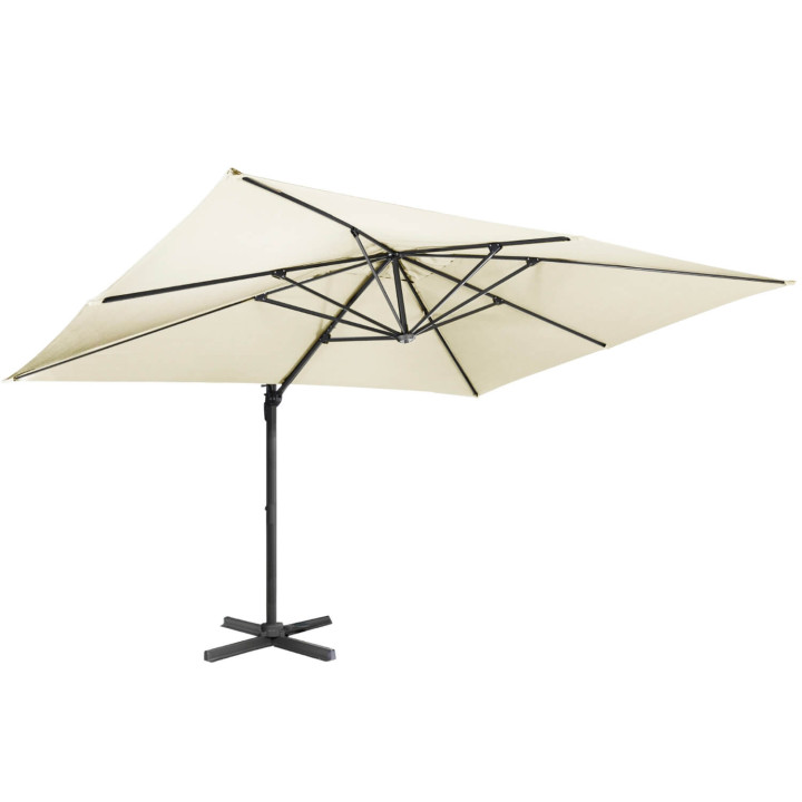 Offset rechthoekige ecru parasol 3x4m roterend - CALVI