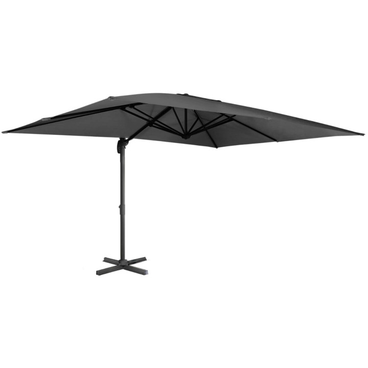 Parasol déporté inclinable rotatif 360 CALVI gris 3x4 M avec housse
