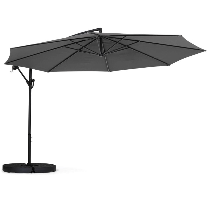 Sonnenschirm 3,5m Durchmesser drehbar 360 grau - AJACCIO