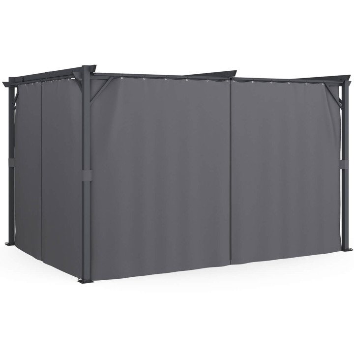 Insectenhor pergola met oprolbaar dak en 4 grijze gordijnen 3x4 M