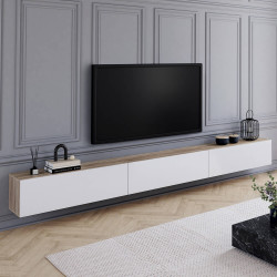 TV-Möbel 270 cm hängend 3 Türen Holz und Weiß - ELIO