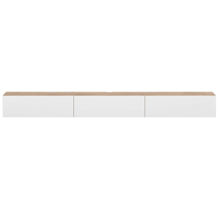Mueble TV suspendido 270 cm con 3 puertas de madera y blanco - ELIO