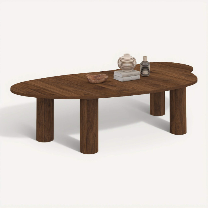 Tavolino ORGANIQUE 100 cm in legno effetto noce