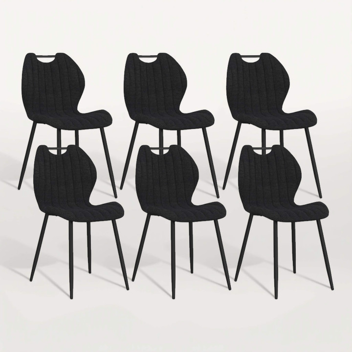 Set di 6 sedie PIO con maniglie in spugna nera
