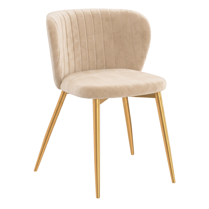 Set di 6 sedie KASIA in velluto beige con gambe dorate