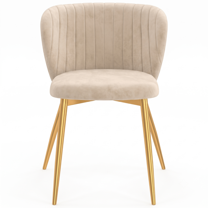 Set di 6 sedie KASIA in velluto beige con gambe dorate