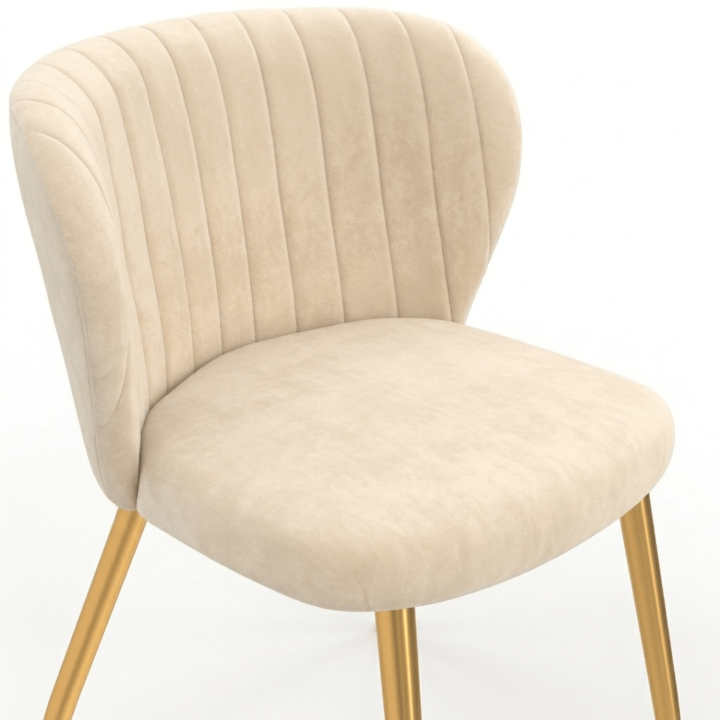 Set di 6 sedie KASIA in velluto beige con gambe dorate