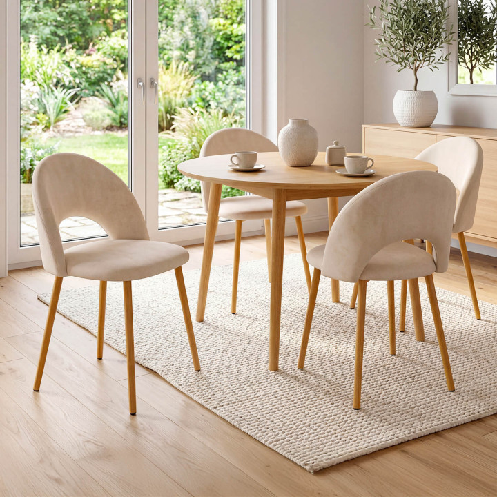4er-Set Esszimmerstühle MADO aus beigem Samt