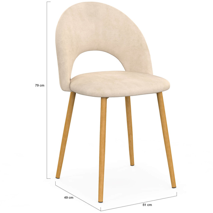 Set di 4 sedie da pranzo MADO in velluto beige