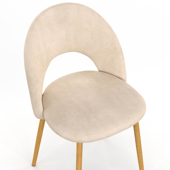 Lot de 4 chaises MADO en velours beige pour salle à manger
