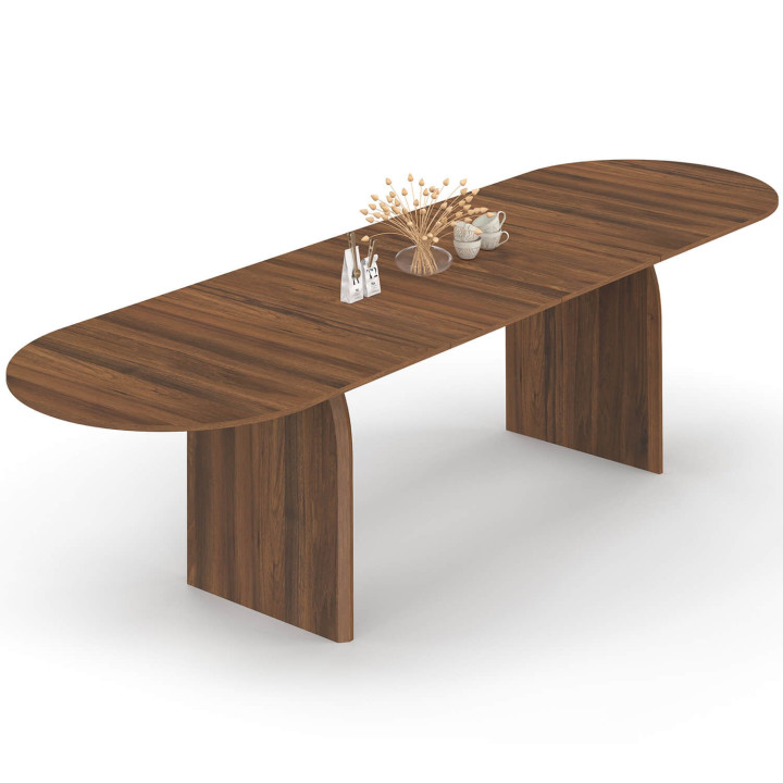 Uitschuifbare japandi ovale eettafel EDITH 6-12 personen walnoot 200-300 cm