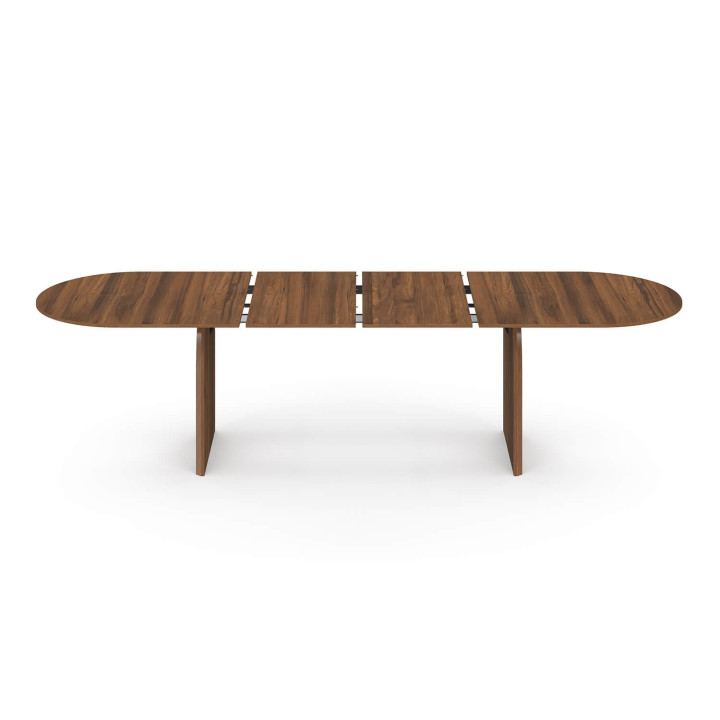 Table à manger extensible japandi ovale EDITH 6-12 personnes noyer 200-300 cm