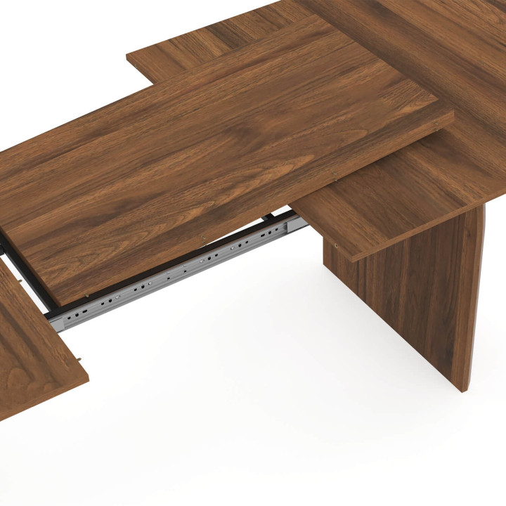 Table à manger extensible japandi ovale EDITH 6-12 personnes noyer 200-300 cm