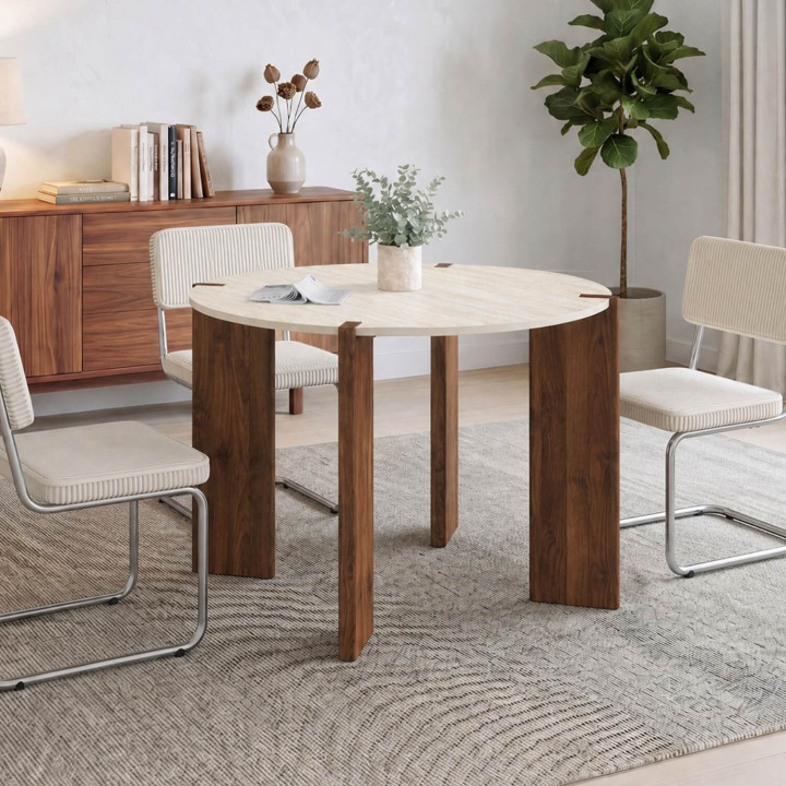 Ronde, uitschuifbare eettafel voor 4-6 personen, design - TESS