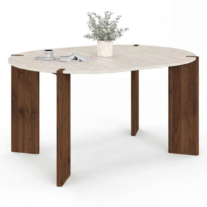Tavolo da pranzo rotondo allungabile per 4-6 persone, di design - TESS