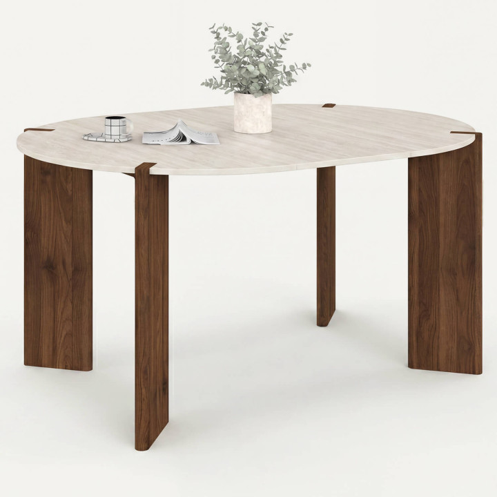 Ronde, uitschuifbare eettafel voor 4-6 personen, design - TESS