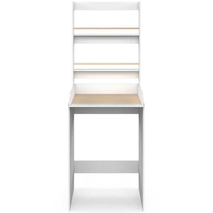 Fasciatoio modulabile AMBRE, da posizionare sopra la lavatrice, finitura in faggio e bianco, con 2 ripiani e piano fasciatoio ri