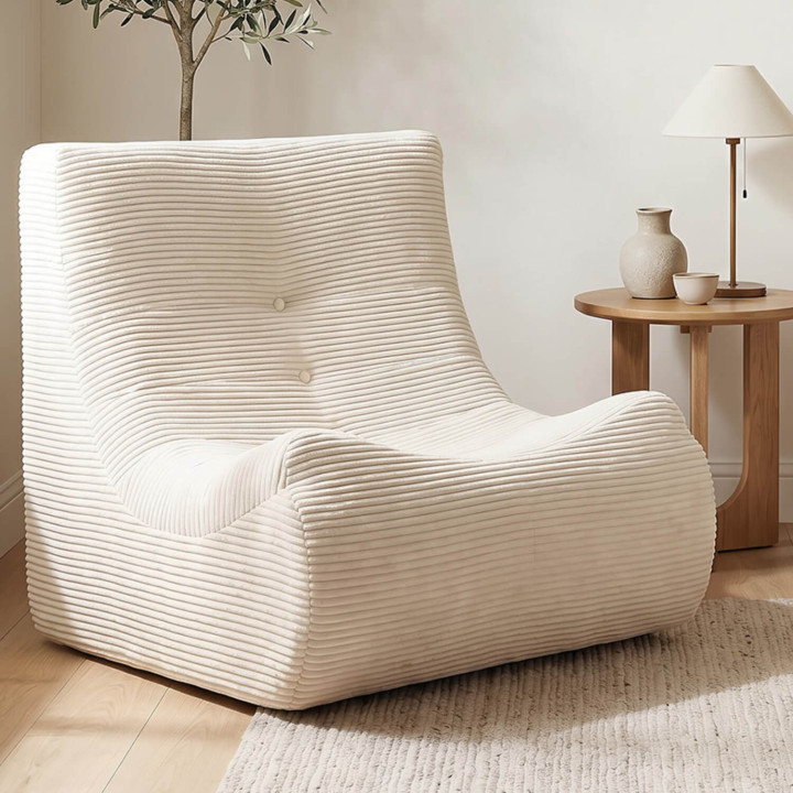 Sillón reclinable BILLY, modular, de 1 plaza, de terciopelo acanalado beige