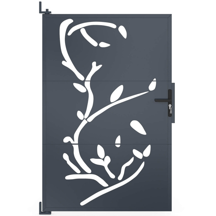 Portillon 100 x 160 cm en acier gris anthracite avec motifs FLOWER