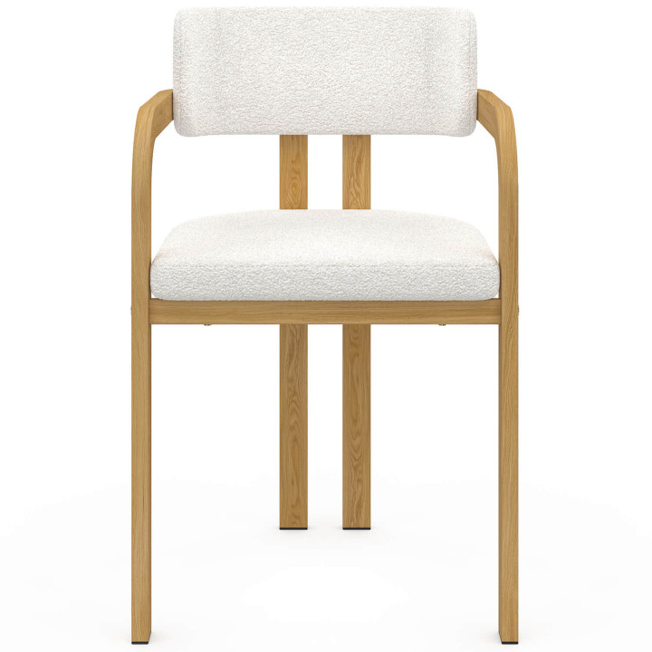 Set di 4 sedie da pranzo e poltroncine da tavolo ESMA in metallo effetto legno e tessuto bouclette con braccioli