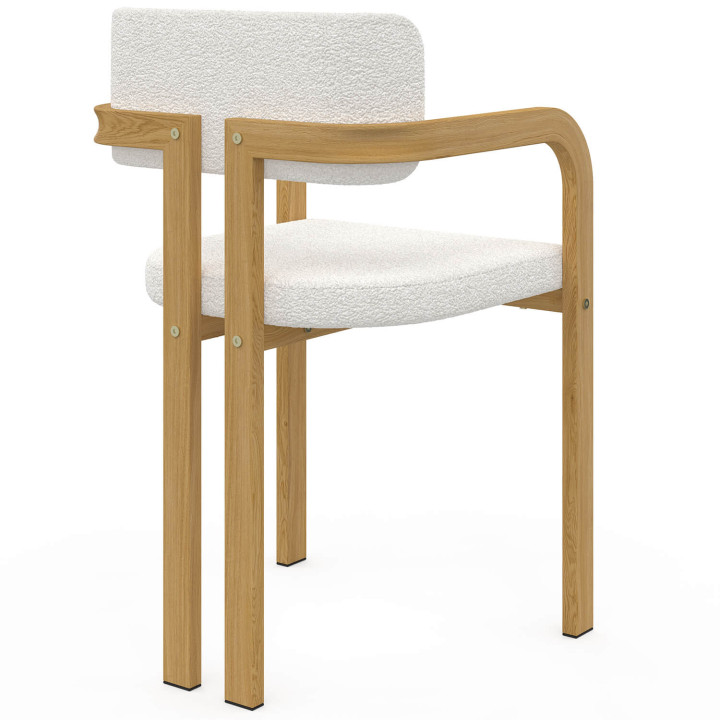 Lot de 4 chaises de salle à manger, fauteuils de table ESMA en métal effet bois et tissu bouclette avec accoudoirs