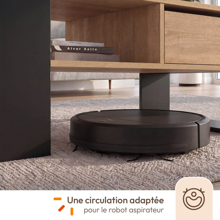 Table basse rectangulaire BERYL avec tiroir bois noir et façon hêtre