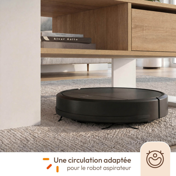 Table basse rectangulaire BERYL avec tiroir bois blanc et façon hêtre