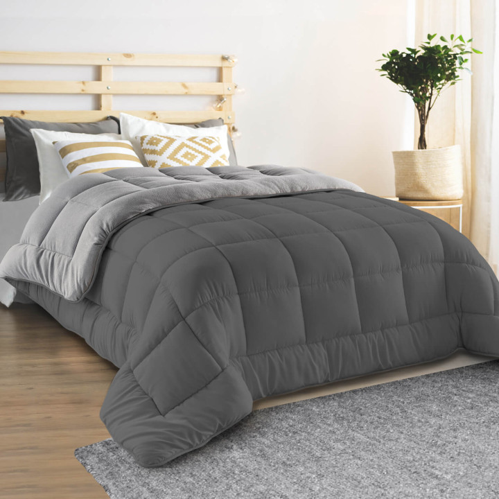 Piumino 200x200 CM ZOE polar biface grigio e grigio 400 gr