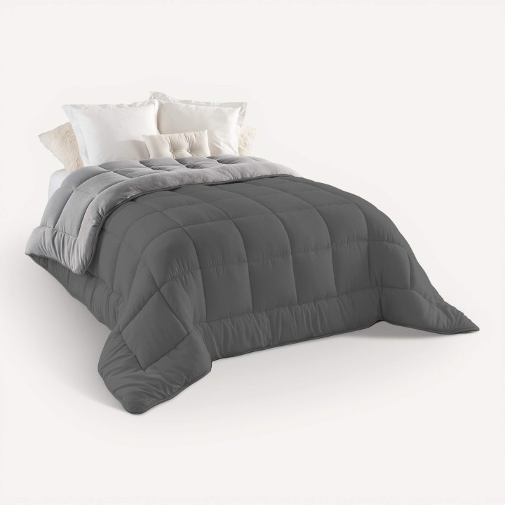 Bettdecke 200x200 CM ZOE polar biface grau und grau 400 gr