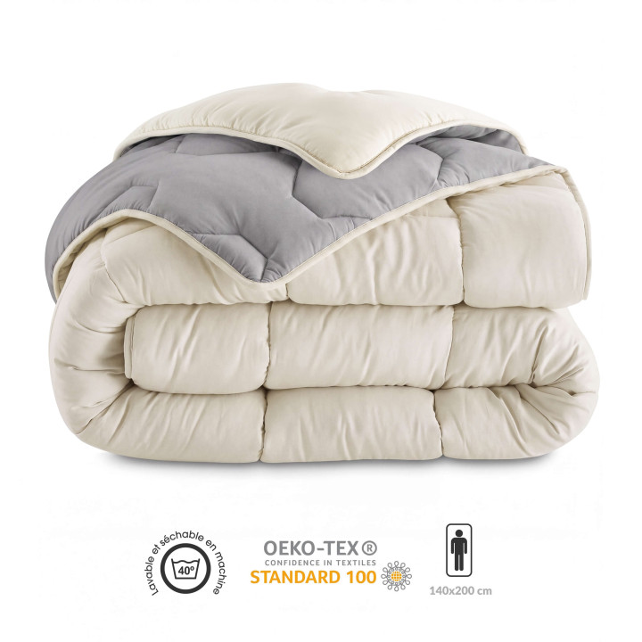 Dekbed 140x200 CM ABBY tweekleurig lichtgrijs en beige 300 gr