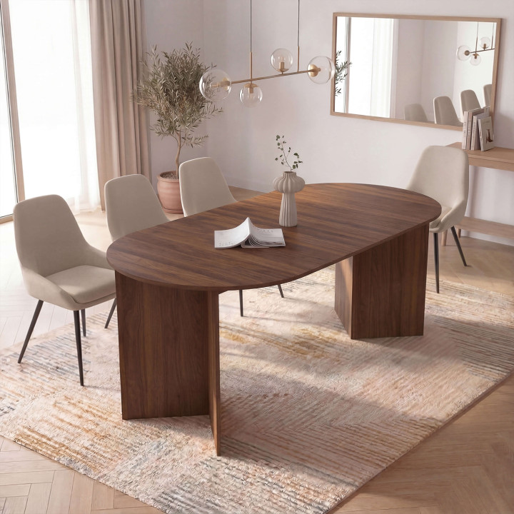 Tavolo da pranzo ovale allungabile MARTHE 6-12 persone noce 200-300 cm