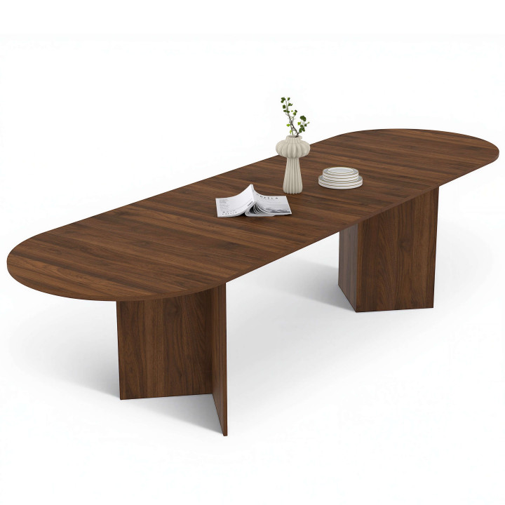 MARTHE uitschuifbare ovale eettafel 6-12 personen walnoot 200-300 cm