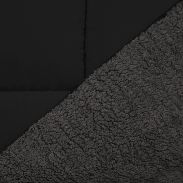 Manta sherpa termorreguladora 220 x 240 cm 400gr/m² doble cara verano/invierno negro y gris antracita