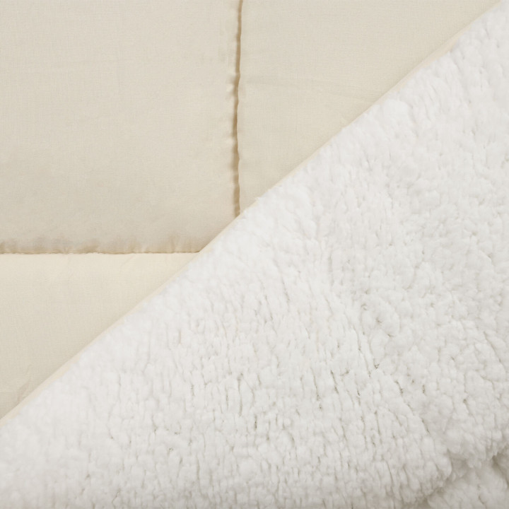 Manta sherpa termorreguladora 220 x 240 cm 400gr/m² doble cara verano/invierno crudo y beige