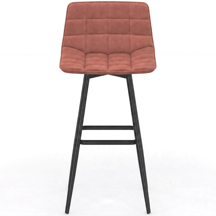 Set van 4 MADY barkrukken in fluweelmix kleur donkergrijs, terracotta x2, beige