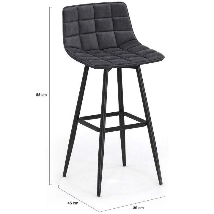 Lote de 4 taburetes de bar MADY en mezcla de terciopelo color gris oscuro, terracota x2, beige