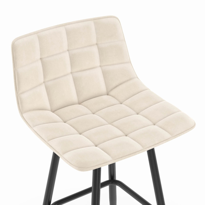 Set van 4 MADY barkrukken in fluweelmix kleur donkergrijs, terracotta x2, beige