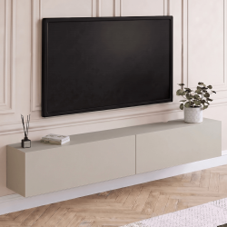 Meuble TV 180 cm suspendu ELIO 2 portes beige